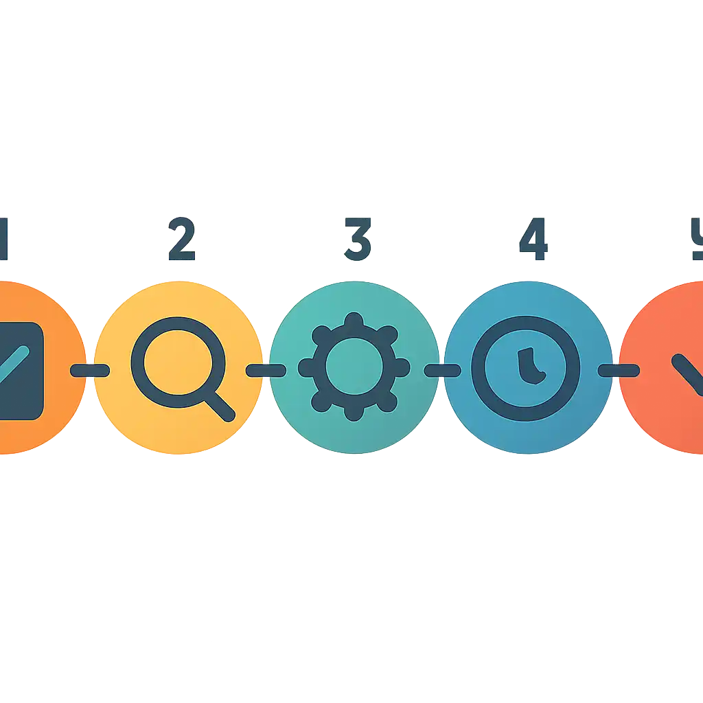 Five numbered circular icons connected by arrows in a horizontal flow, How the Wheel Resolves steps, Crazy Time