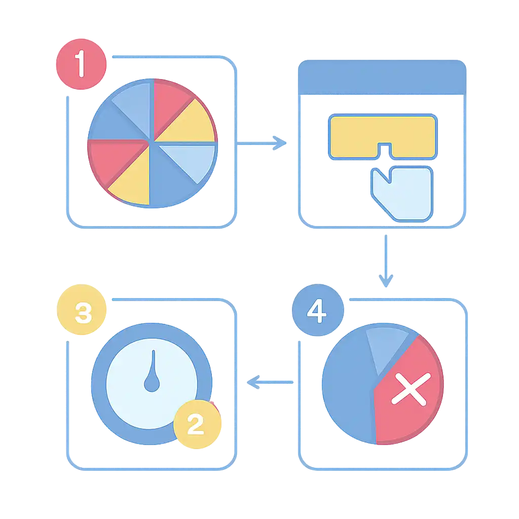 Annotated step diagram: crazy time multiplier process with numbered callouts